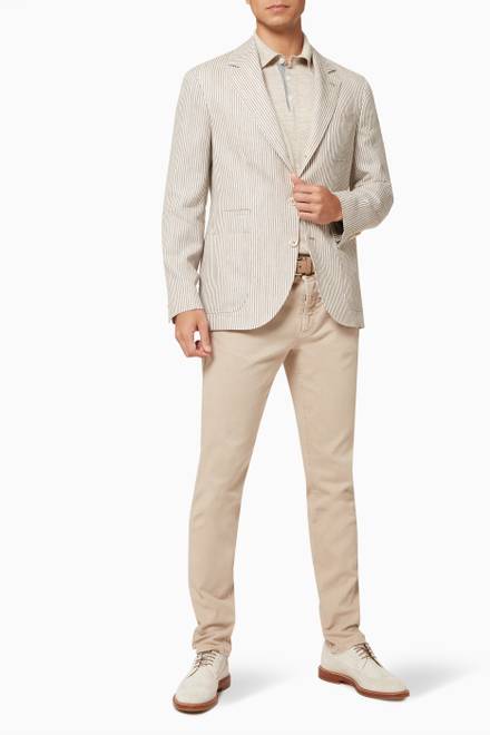 hover state of Single-breasted Deconstructed Blazer in Linen Wool Blend  