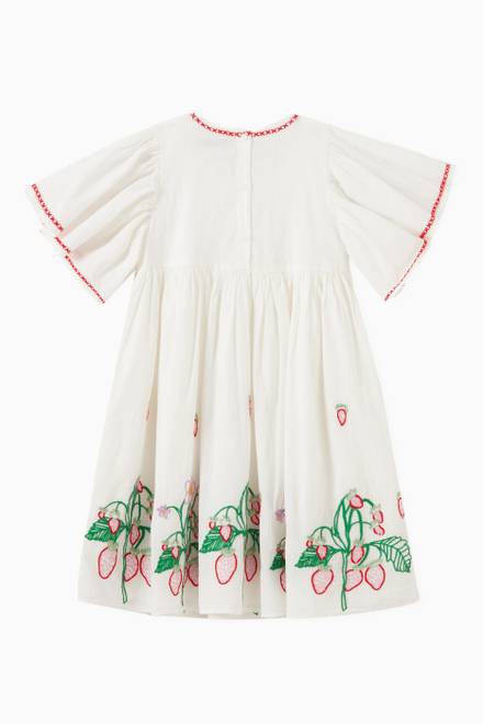 hover state of Embroidered Floral Dress in Cotton Jacquard