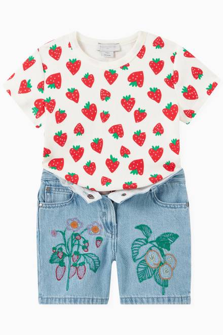 hover state of Strawberry Print T-Shirt in Cotton 