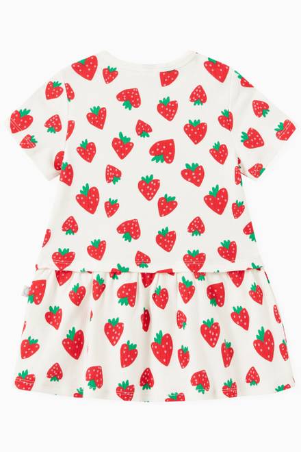 hover state of Strawberry Print Dress in Stretch Cotton 