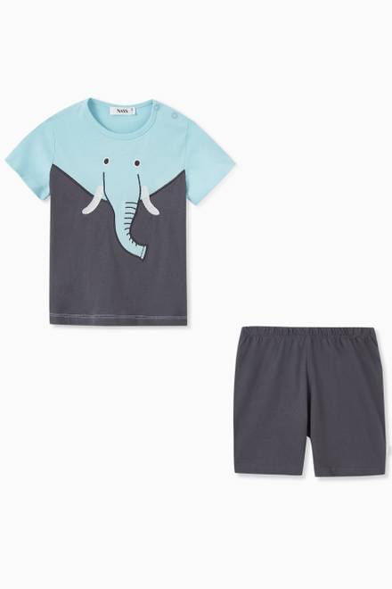 hover state of Afif Elephant Print T-shirt & Shorts in Cotton Jersey   