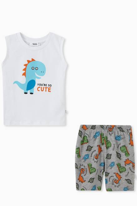 hover state of Dani Dinosaur Print T-shirt & Shorts in Cotton Jersey         