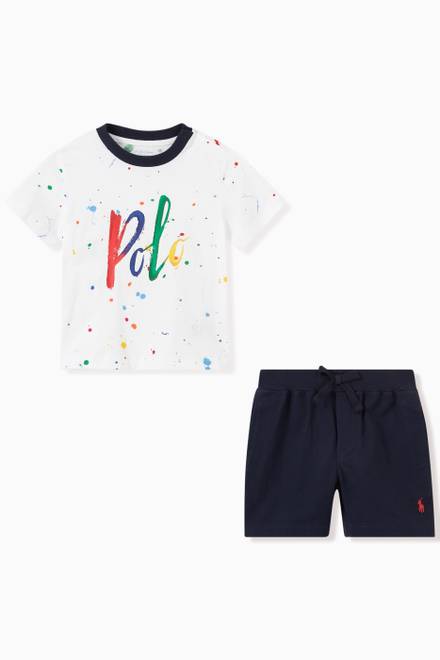 hover state of Paint Splatter T-shirt & Shorts Set in Cotton  