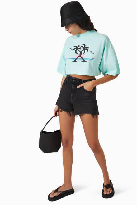 hover state of Hugging Palms Cropped T-shirt in Cotton Jersey