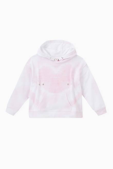 hover state of Heart Tie Dye Hoodie in Cotton 