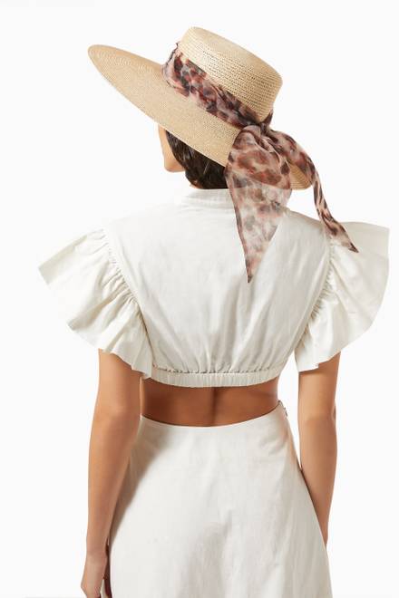 hover state of Loulou Sun Hat in Straw  