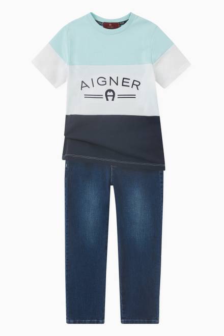 hover state of Colour-Block Logo T-shirt in Cotton  