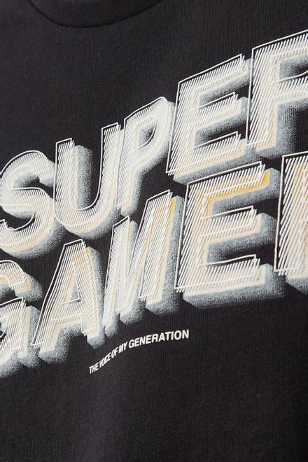 hover state of تي شيرت قطن جيرسيه عضوي بطبعة Super Gamer