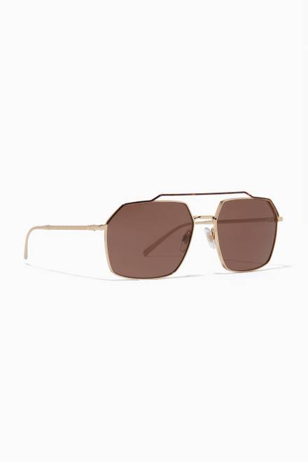 hover state of Gros Grain Square Sunglasses in Metal   