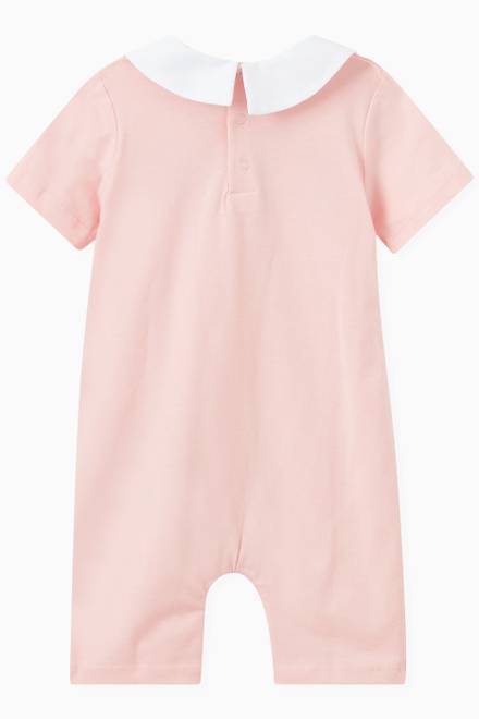 hover state of Teddy Bear Logo Print Romper in Cotton Jersey