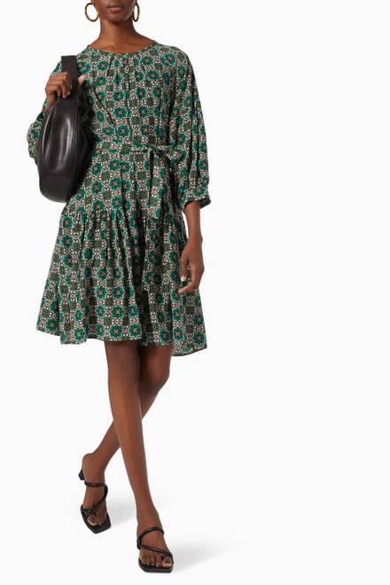 hover state of Printed Dress in Silk Crepe De Chine  
