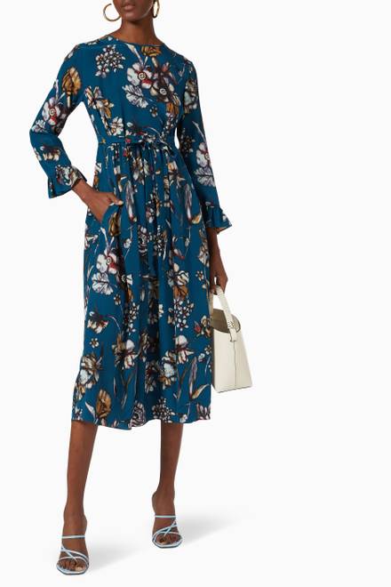 hover state of Printed Dress in Silk Crepe De Chine   