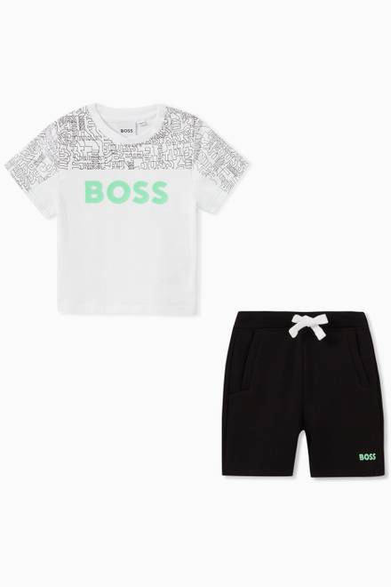 hover state of Logo T-shirt & Shorts Set in Cotton 