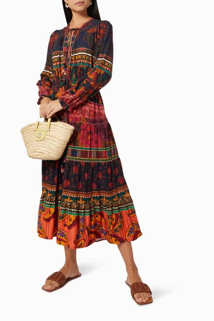 hover state of Mixed Patchwork Maxi Dress in Viscose    