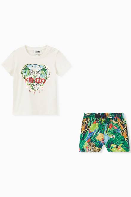 hover state of Tropical Print T-shirt and Shorts Set