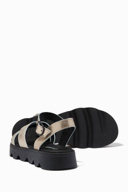 hover state of Metallic Strap Sandals in Leather 