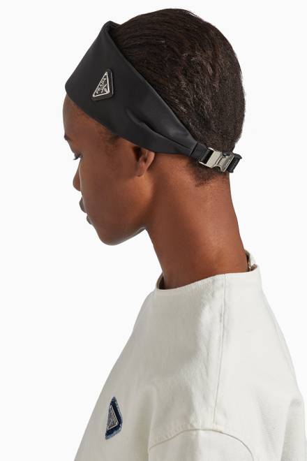 hover state of Buckled Triangle Logo Headband in Re-nylon