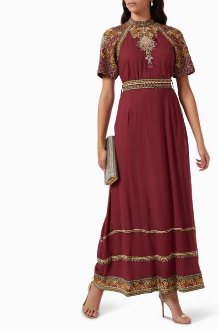 hover state of Embellished Maxi Dress in Georgette   