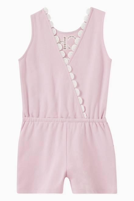 hover state of Embroidered Logo Playsuit in Cotton  