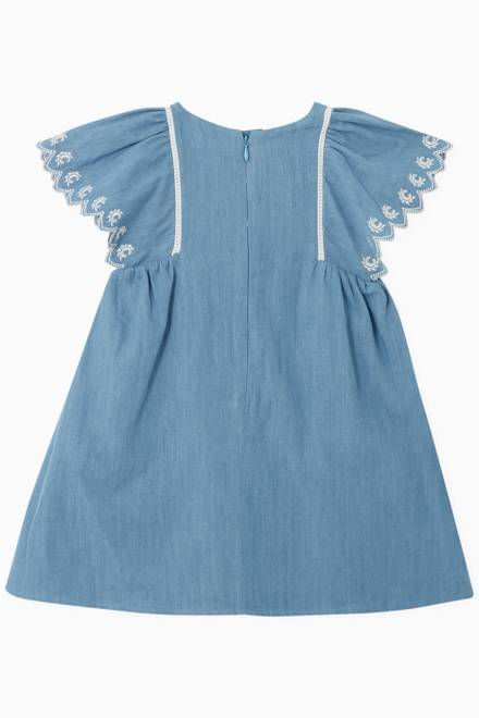hover state of Ruffle Dress in Denim