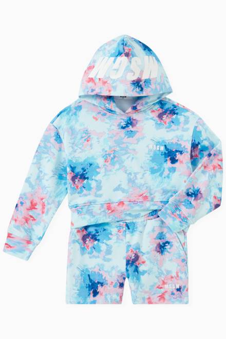 hover state of Tie-dye Print Hoodie in Cotton Jersey 