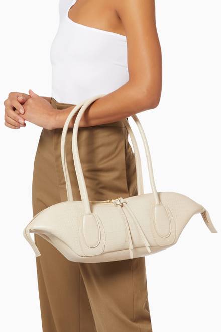 hover state of Arc Medium Shoulder Bag in Croc-embossed Leather      