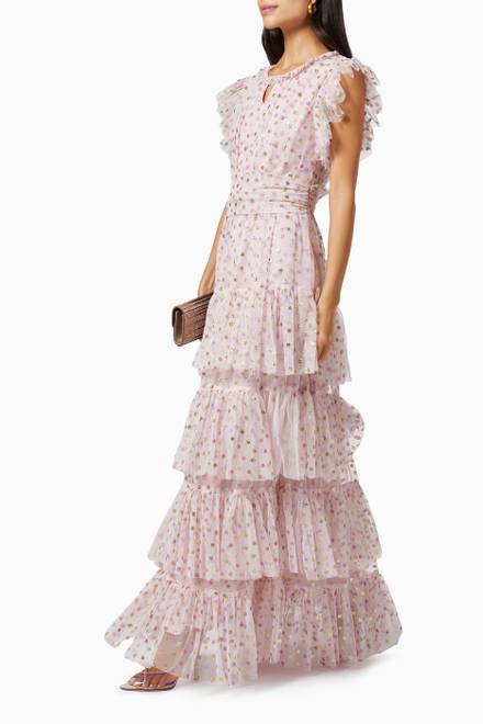 hover state of Tiered Maxi Dress in Embellished Tulle