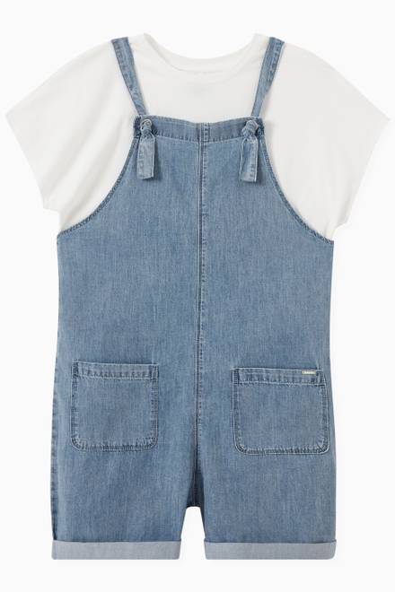 hover state of Short Denim Dungarees in Tencel