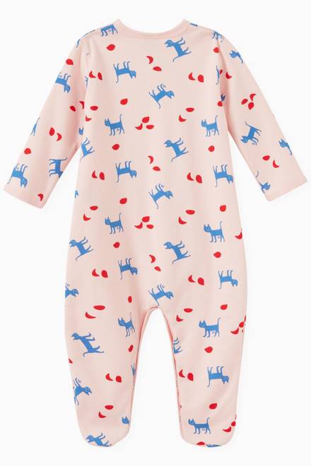 hover state of Cat Print Sleepsuit in Cotton 