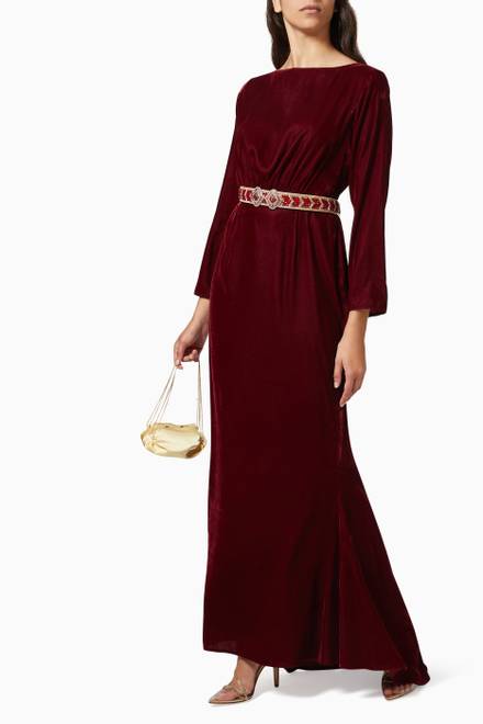hover state of Belted Dress in Velvet 