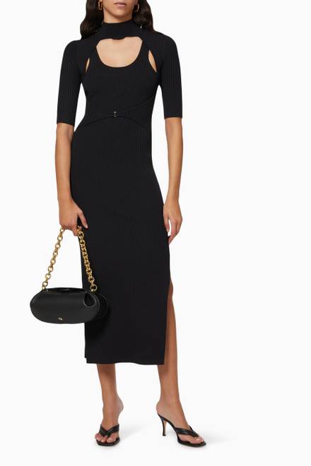hover state of Joanna Midi Dress in Compact Rib Knit  