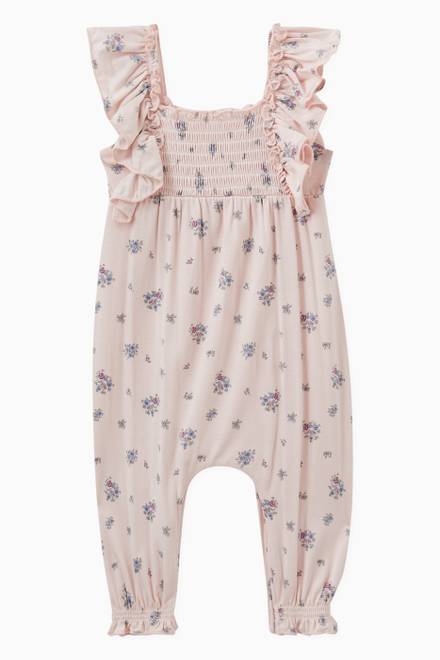 hover state of Ruched Flower Print Coverall in Cotton