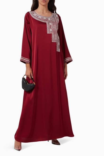 hover state of Embroidered Kaftan in Cotton Crepe 