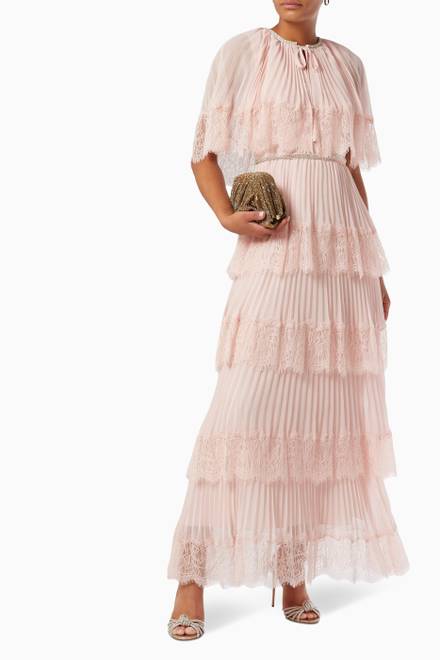 hover state of Tiered Cape Maxi Dress in Chiffon  