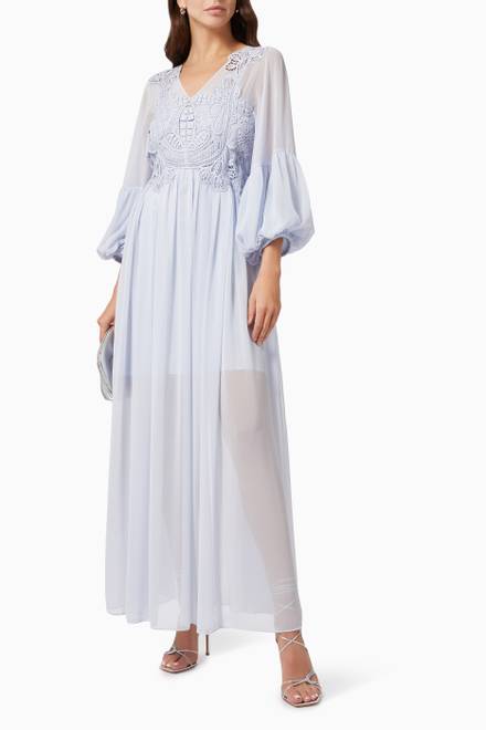 hover state of Macrame Lace Maxi Dress in Chiffon