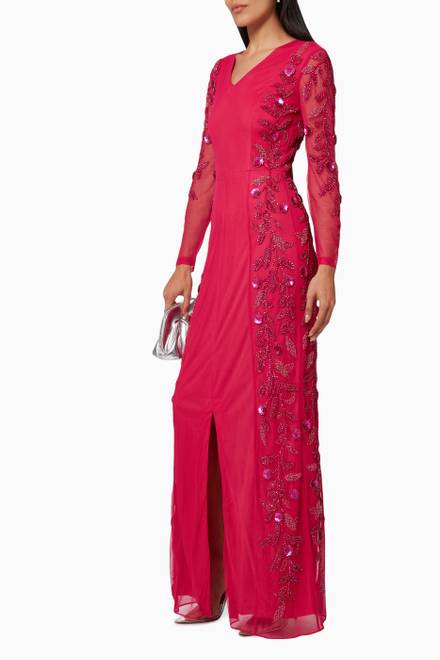hover state of Slit Gown in Beaded Net 
