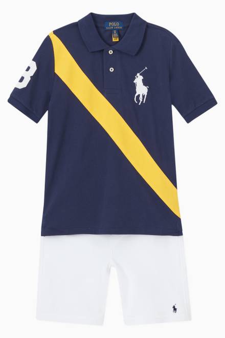 hover state of Colour-blocked Polo Shirt in Cotton Piqué  