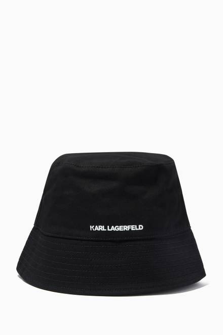 hover state of Logo Print Bucket Hat in Cotton