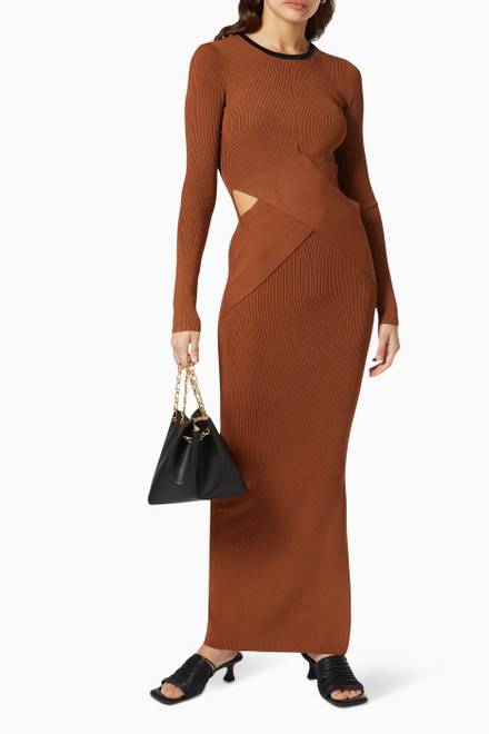 hover state of Josephine Draped Dress in Rib Knit  