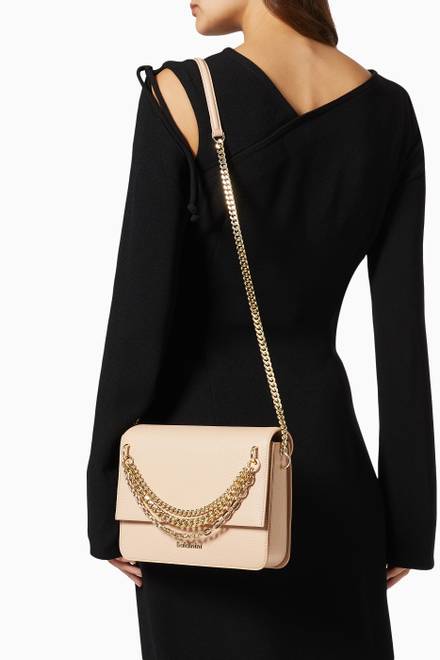hover state of Chain Trim Shoulder Bag in Leather