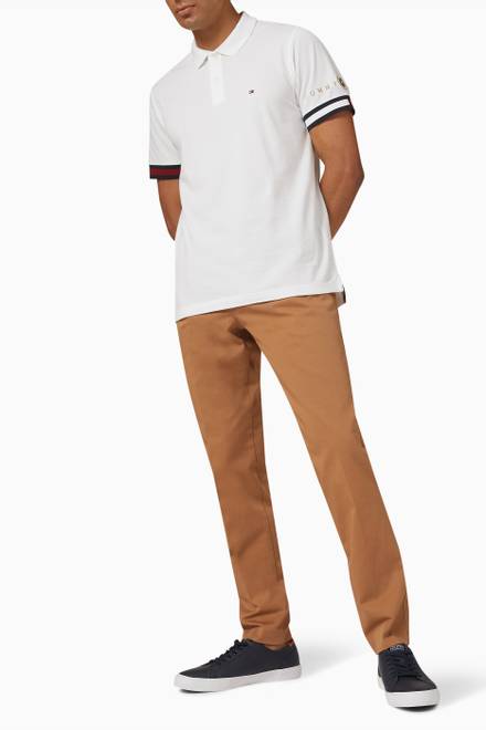 hover state of Flag Cuff Polo Shirt in Cotton Piqué 