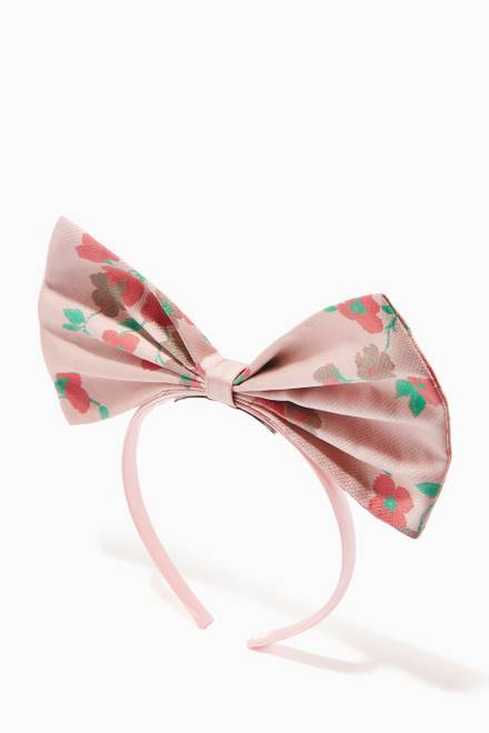 hover state of Floral Oversize Bow Hairband       
