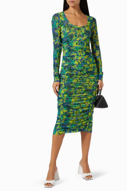 hover state of Ruched Midi Dress in Mesh