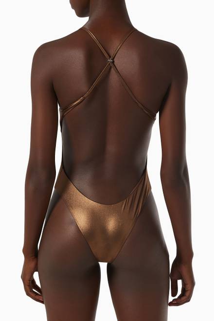 hover state of High Leg Swimsuit in Metallic Lycra