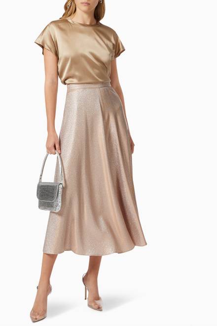 hover state of Maxi Skirt in Lamé Twill