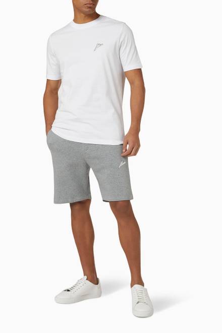 hover state of Tri-logo Embroidery Shorts in Brush Back Jersey