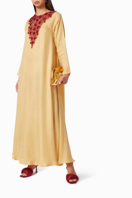 hover state of Long Sleeve Embroidered Kaftan