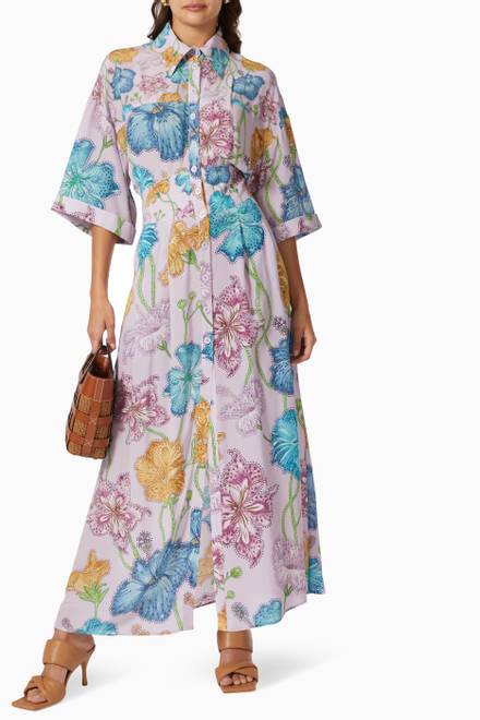hover state of Marielle Maxi Shirt Dress in Silk