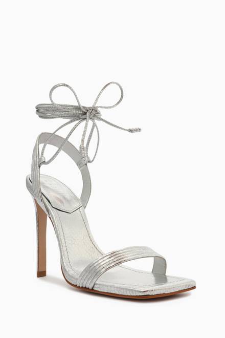 hover state of Ivete Lace-up Heel Sandals in Metallic Leather 