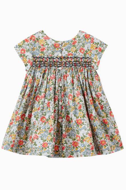 hover state of Maruska Smocked Floral Dress in Cotton
